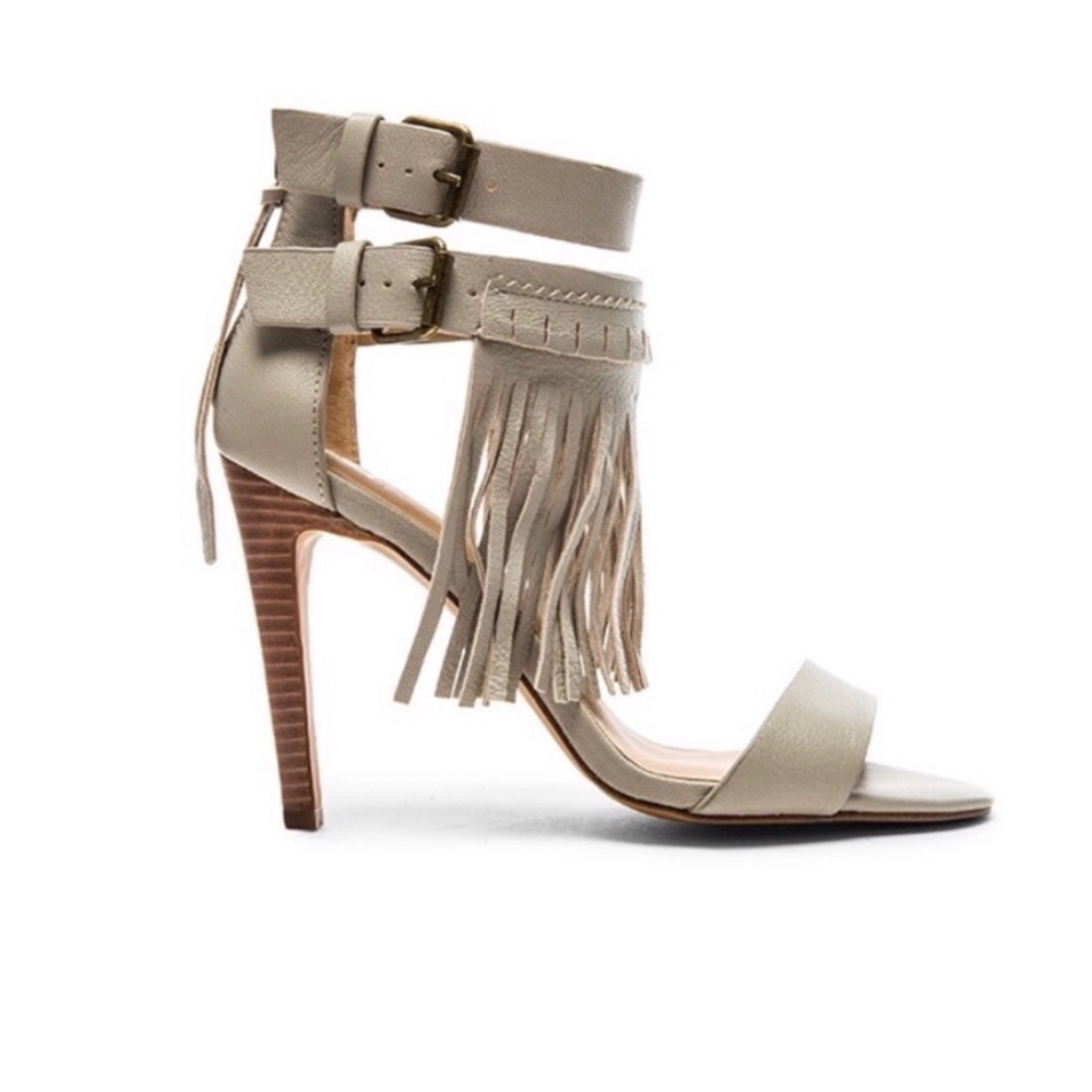 Joe’s Jeans Leather Iconic Fringe Heels Grey 8